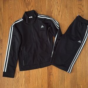 Adidas Black White Track Sweatsuit set  3 Strips